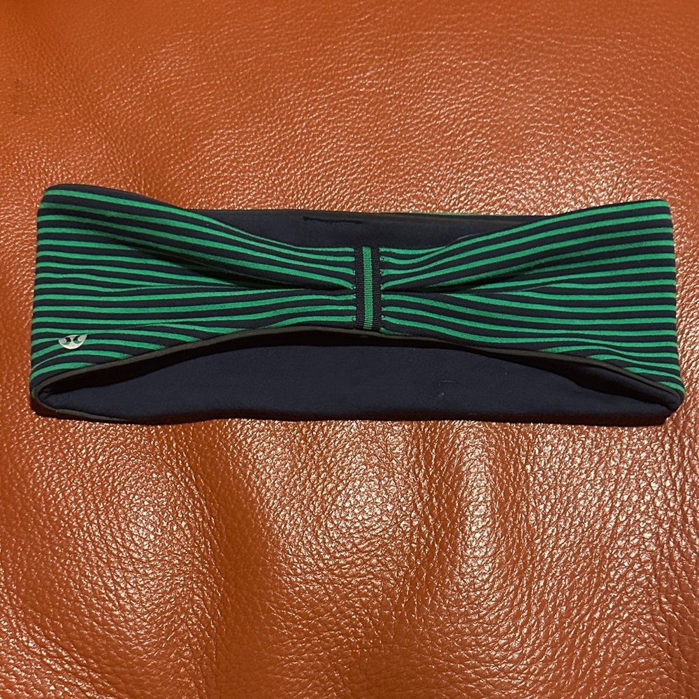 Lululemon Athletica Green and Navy Striped Headband